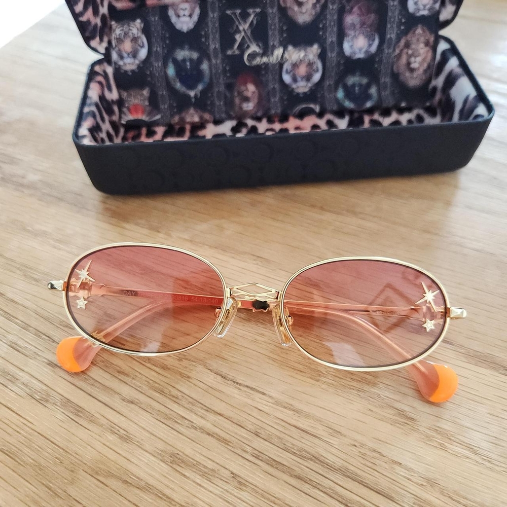 Gold Sunglasses with Pink Lenses